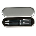 Pencil and Ballpoint Pen w/ Silver Metal Gift Box